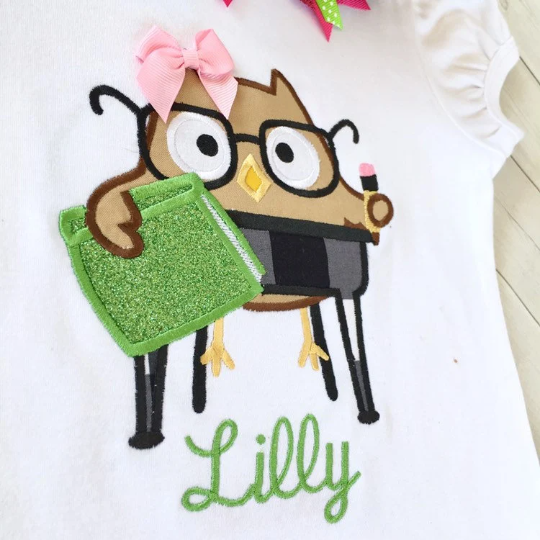 Sassy Embroidered Owl Shirt and Ruffle Short Set