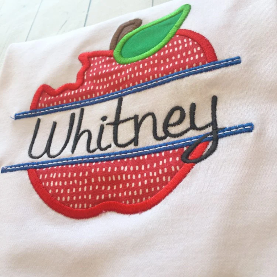 Back To School Embroidered Red Apple Shirt and Ruffle Short Set