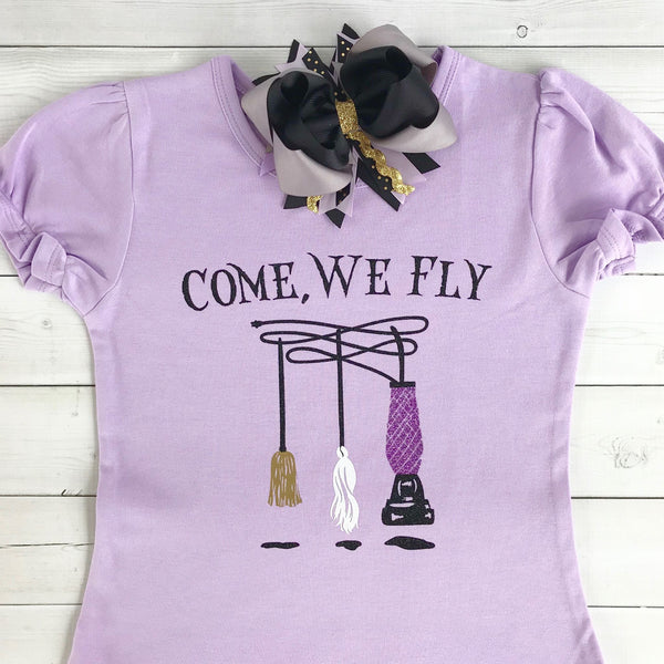 Spooky Glitter Let's Fly GIRL SHIRT