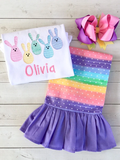 Little Bunnies Sketch Shirt and Ruffle Pant for Girls