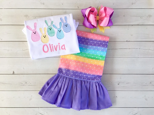 Little Bunnies Sketch Shirt and Ruffle Pant for Girls