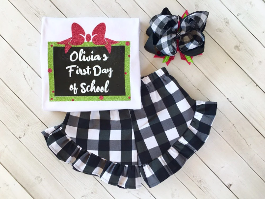 Sassy Glitter Chalk Board Shirt and Ruffle Short Set