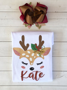 Girls Glitter Deer Shirt ONLY