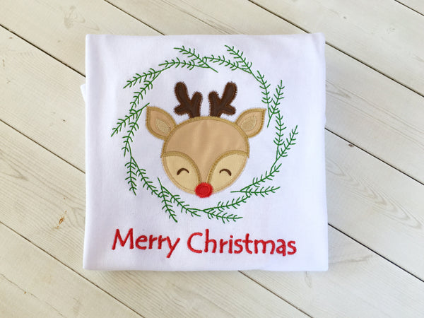 Boys Holly Jolly Embroidered Reindeer Shirt ONLY