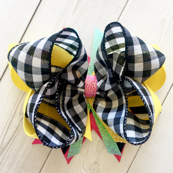 Little Miss Back To School Embroidered Bus Ruffle Short Set