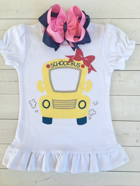 Pencils Down, Summer's Up (Glitter School Bus) Peek-a-boo Shortie Set