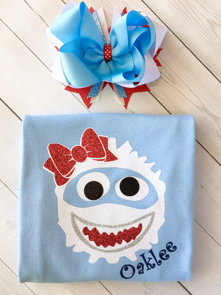Christmas Yeti Glitter Ruffle Pant Set