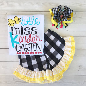 Little Miss *Any Grade* Back To School Glitter Vinyl Ruffle Short Set