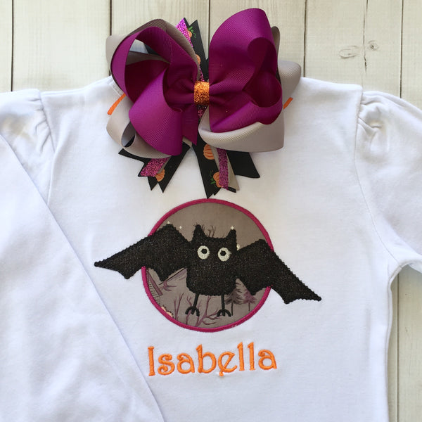 Embroidered Glitter Bat Girls Shirt ONLY