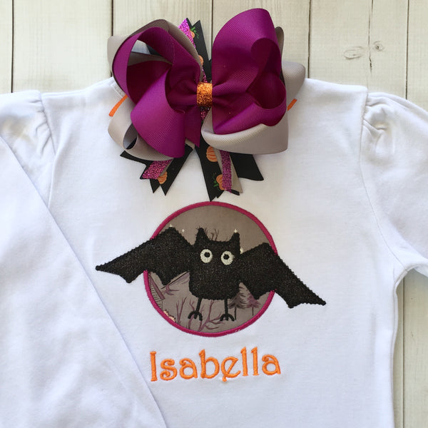 Embroidered Glitter Bat Girls Shirt ONLY