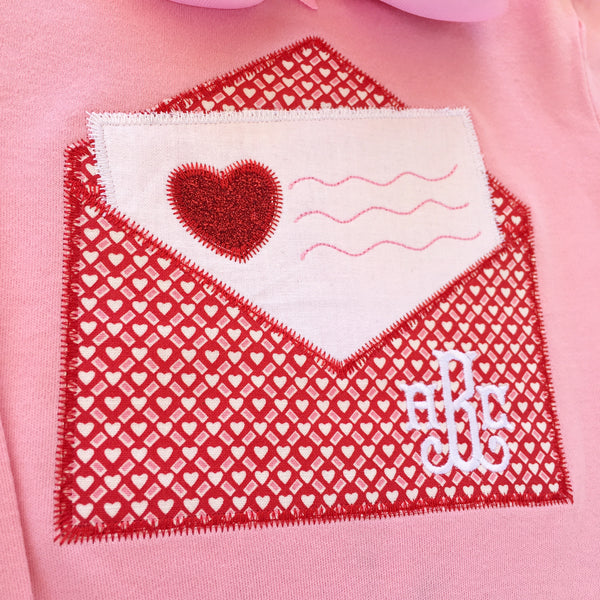 Embroidered Valentine Letter Shirt and Ruffle Pant Set