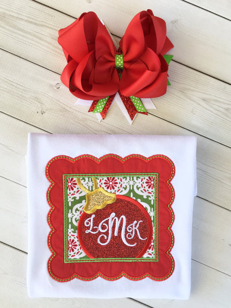 Christmas Ornament Embroidered Frame Shirt ONLY
