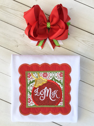 Christmas Ornament Embroidered Frame Shirt ONLY