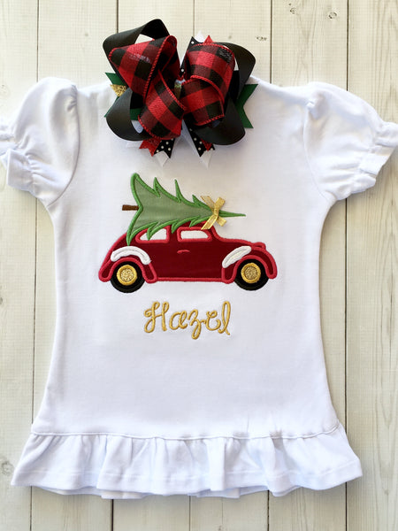 Vintage Christmas Car Embroidered SHIRT ONLY