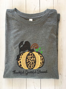 Ladies Leopard Embroidered Pumpkin Shirt ONLY