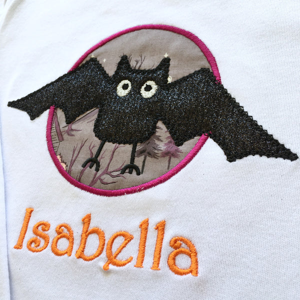 Embroidered Glitter Bat Girls Shirt ONLY