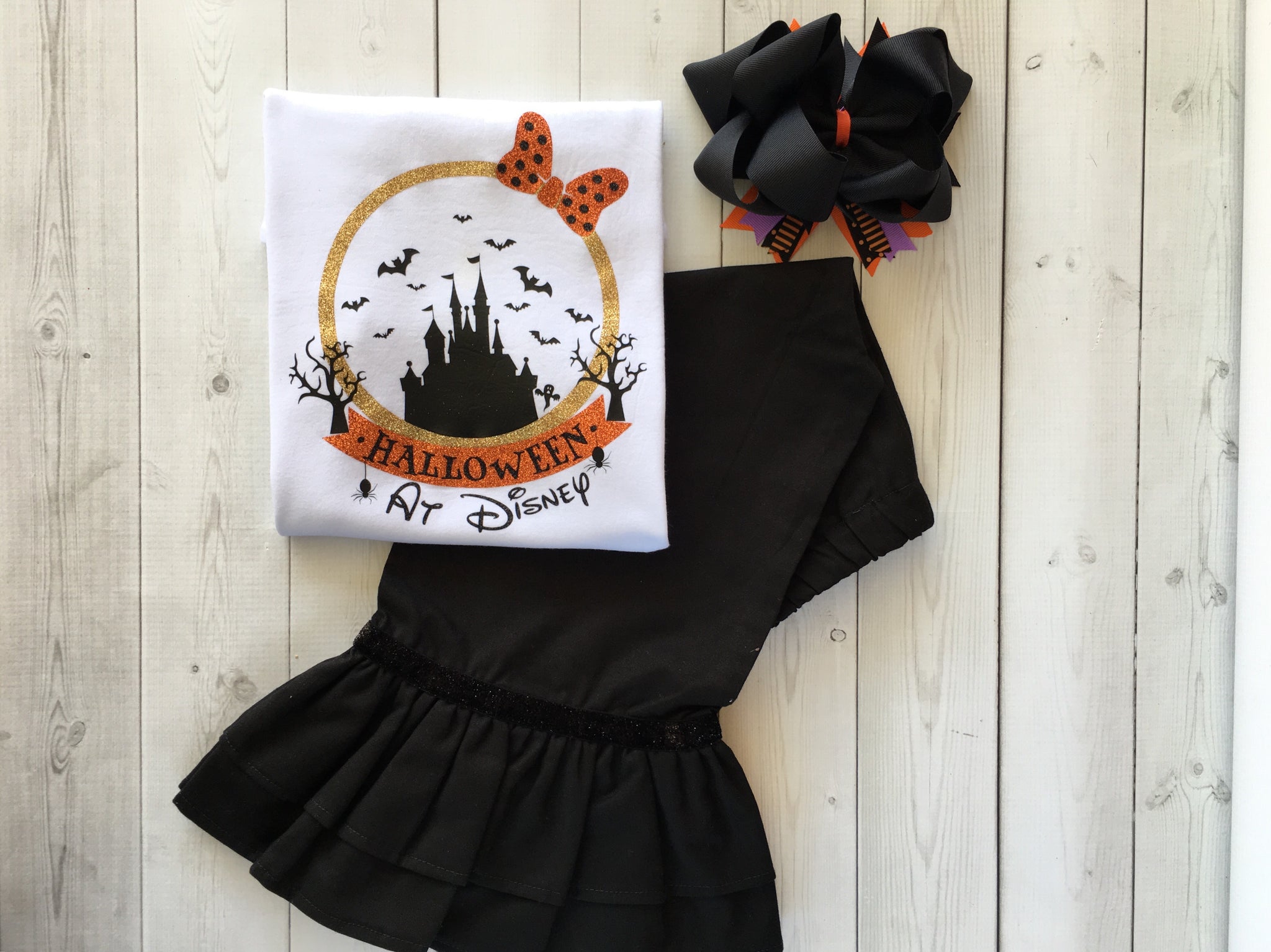 Halloween Castle Glitter Ruffle Pant Set