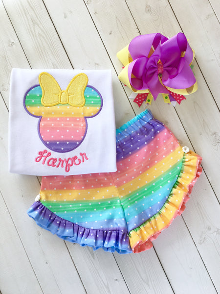 Rainbow Sherbet Mouse Ruffled Shortie Set