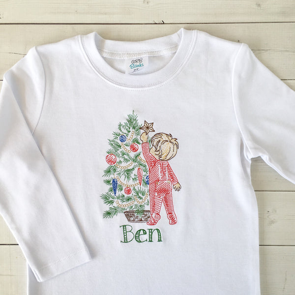 Christmas Tradition Embroidered (Boy) SHIRT ONLY