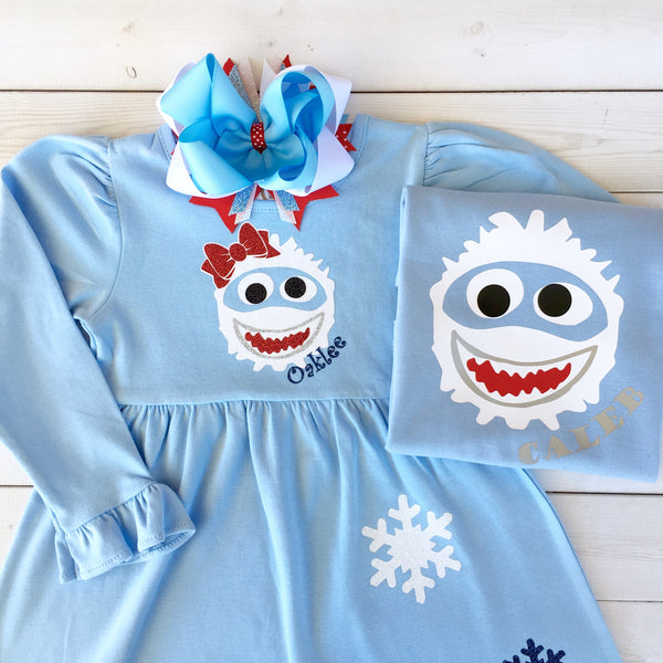 Christmas Yeti Glitter Dress