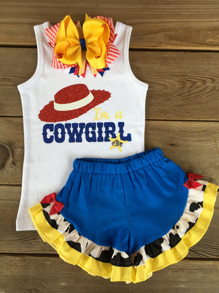 I'm A Cowgirl Ruffle Short Set