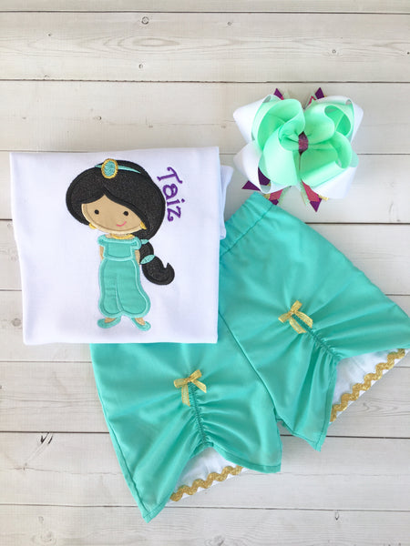 Embroidered Genie Princess Peek-A-Boo Short Set