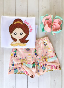 The Beauty Embroidered Princess Peek-A-Boo Shortie Set