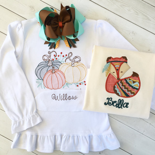 Grateful Embroidered Fox Peek-a-boo Shortie Set