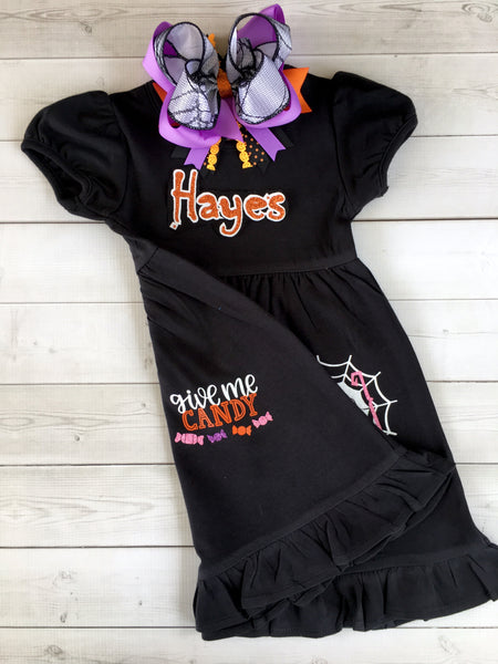 Tricks and Treats Girls Glitter Halloween Dress