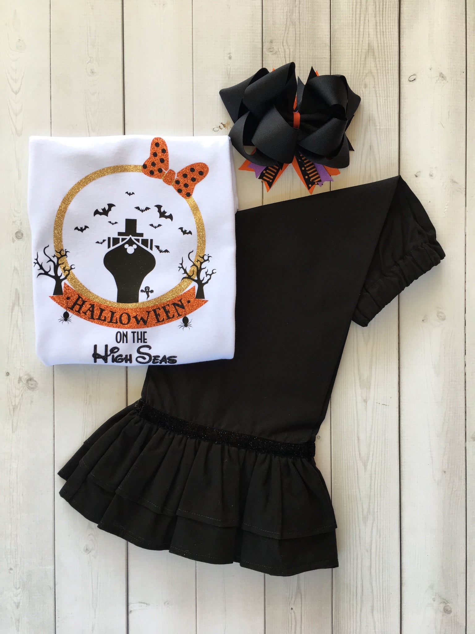 Halloween Cruise Glitter Ruffle Shortie Set