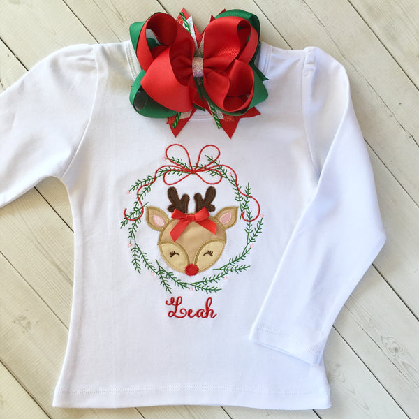 Girls Holly Jolly Reindeer Shirt ONLY