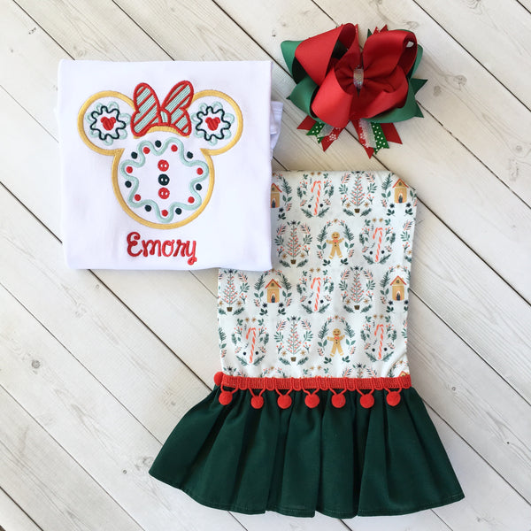 Miss Mouse Christmas Cookie Ruffle Pant Set