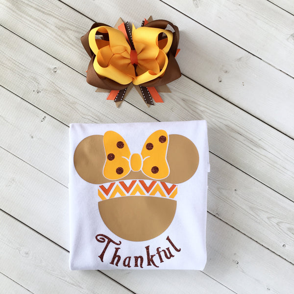 Thanksgiving Girl Mouse Single Ruffle Pant Set