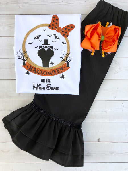 Halloween Cruise Glitter Double Ruffle Pant Set