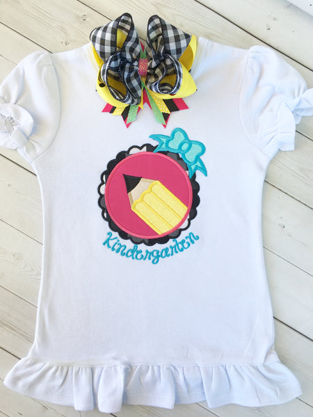 Little Miss Back To School Embroidered Pencil SHIRT ONLY