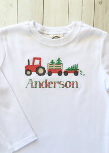 Christmas Tree Farm Boys Embroidered Shirt ONLY