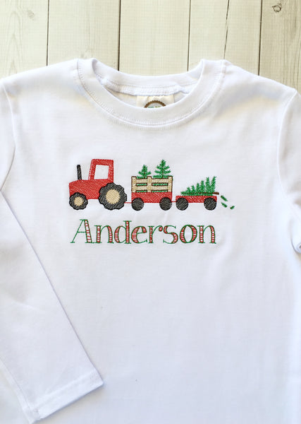 Christmas Tree Farm Boys Embroidered Shirt ONLY
