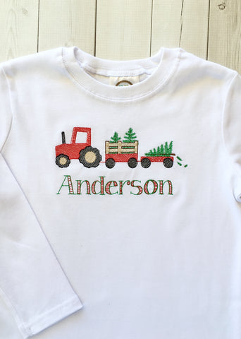 Christmas Tree Farm Boys Embroidered Shirt ONLY