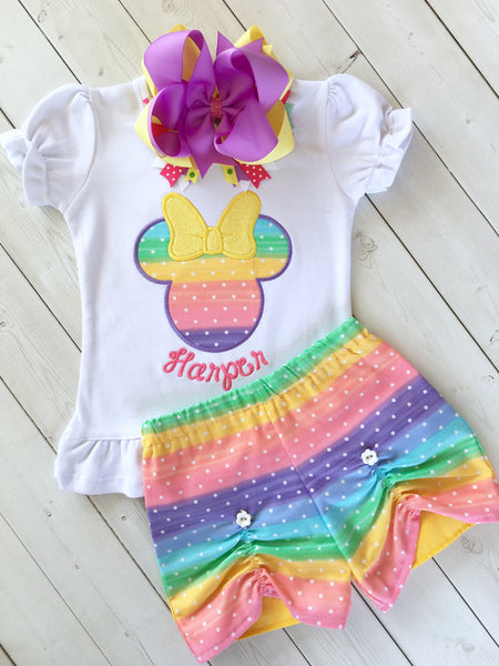 Rainbow Sherbet Mouse Peek-a-Boo Shortie Set