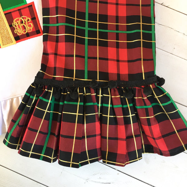 Embroidered Christmas Presents Single Ruffle Pant Set