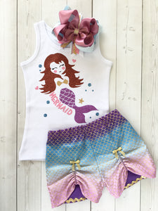 Majestic Mermaid Glitter Peek-A-Boo Shortie Set