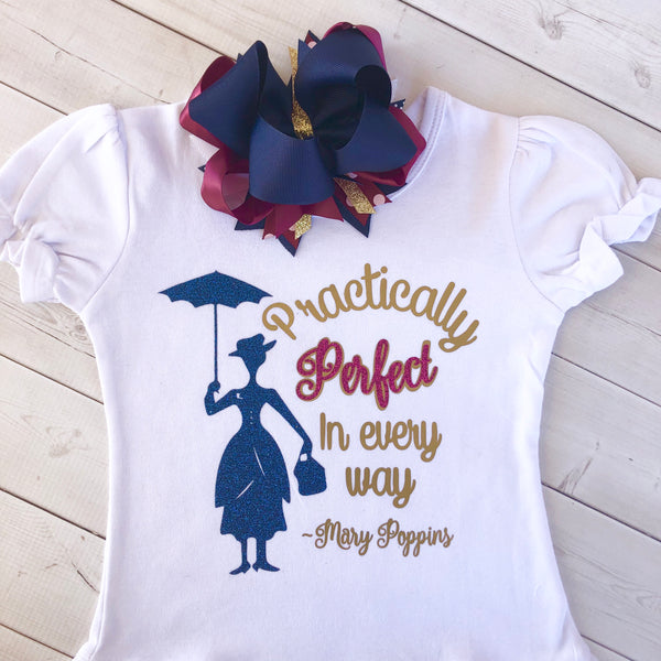 English Nanny Practically Perfect Glitter SHIRT ONLY
