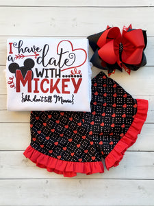 I Have A Date Valentine Shirt and Ruffle Shortie Set