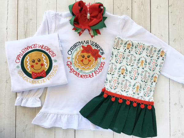 Boy's Embroidered Gingerbread Shirt ONLY
