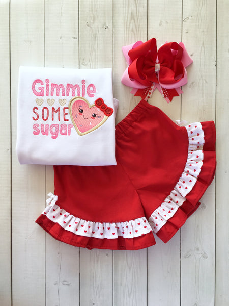 Gimme Me Some Sugar Embroidered Ruffle Short Set