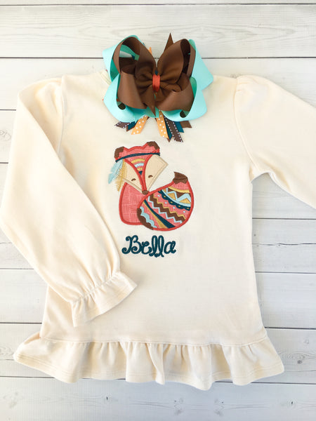 Grateful Embroidered Fox Peek-a-boo Shortie Set