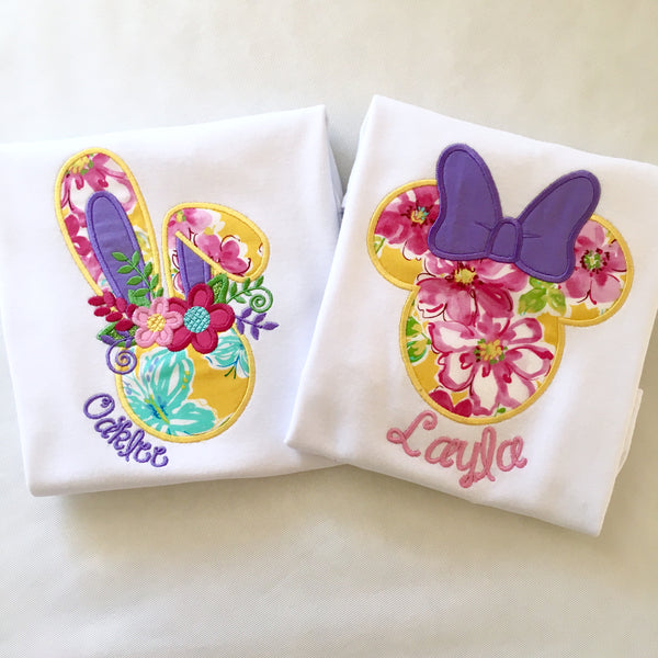 Spring Mouse Embroidered Basic Ruffled Short Set