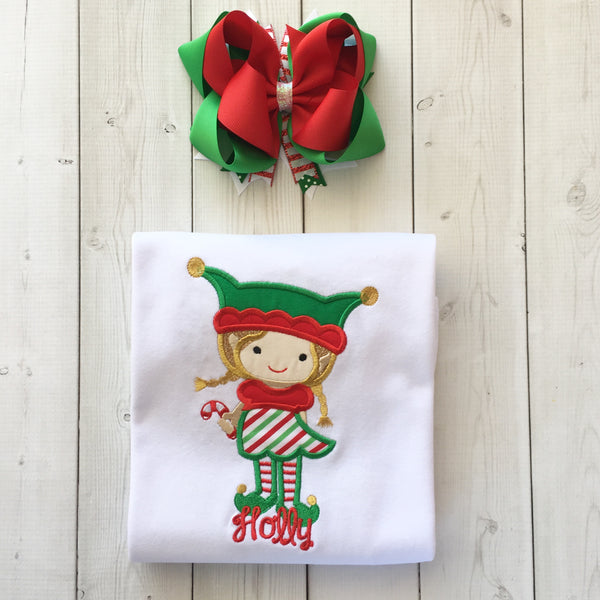 Jolly Christmas GIRL Elf Shirt Only