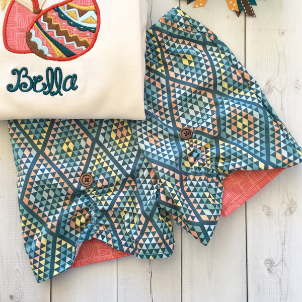 Grateful Embroidered Pumpkins Peek-a-boo Shortie Set
