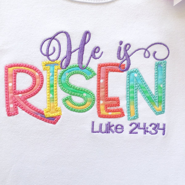 He Is Risen Rainbow Embroidered Ruffle Shortie Set